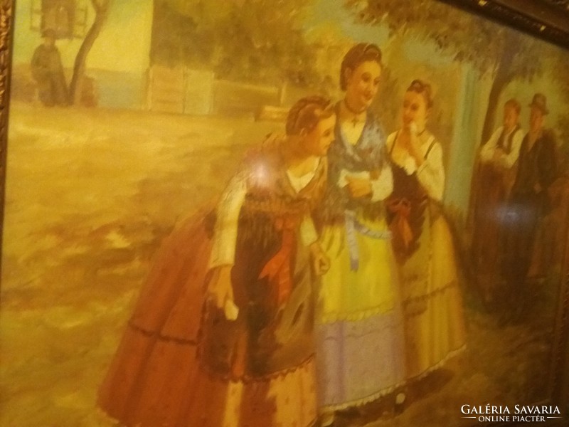 Antique beautiful oil / mixed tech. Cardboard painting g. Kohl sign in frame for girls sale line