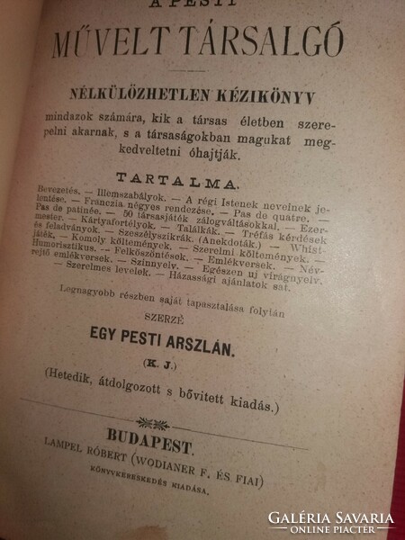 A Pesti Művelt Társalgó - Nélkülözhetetlen kézikönyv könyv Egy Pesti Arszlán (K.J.) Lampel