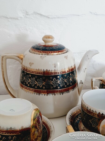 Alt Wien jelzésű porcelán jelenetes teás készlet