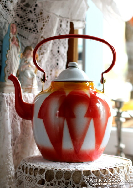 Huge size, cheerful color, enamel jug, Mediterranean, country style