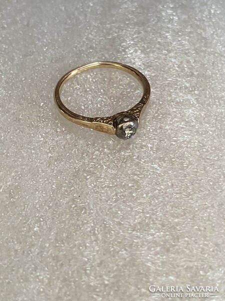 Antik, gyémánt köves kísérőgyűrű - 52-es, 14 K-os