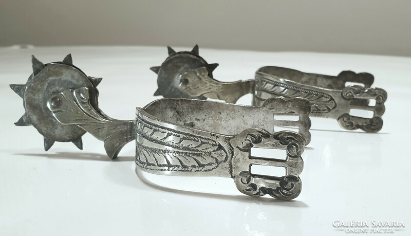 Pair of silver-plated spurs xix. Century