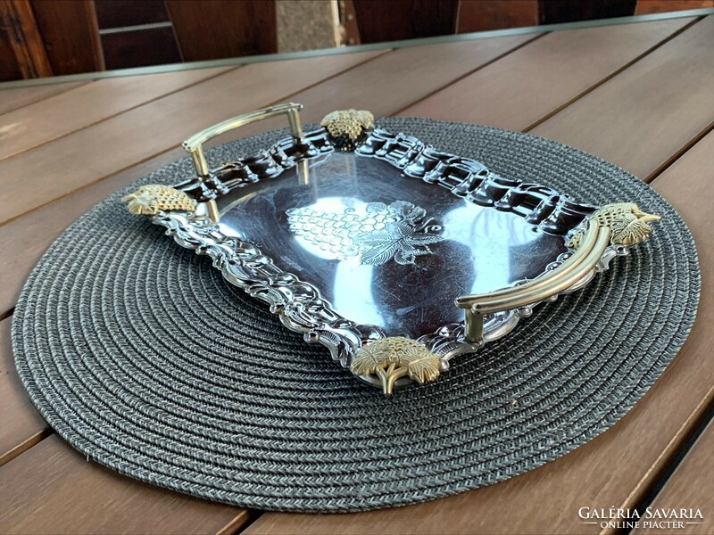 Bergner tray with gilded grape pattern overlay 26 x 18 cm.