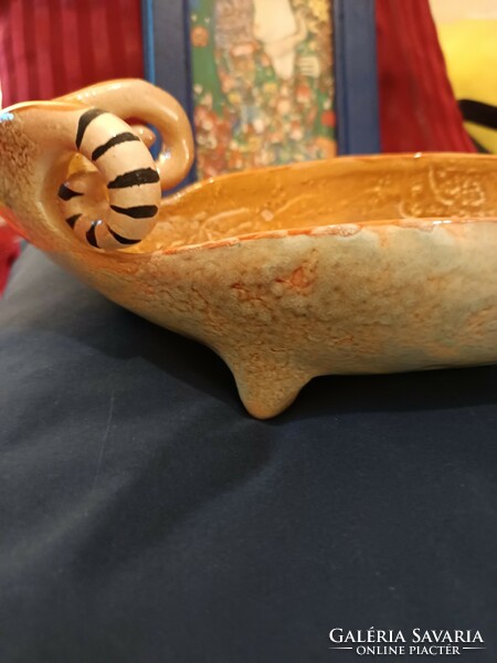 Gál Béla retro glazed ceramics, ram bowl