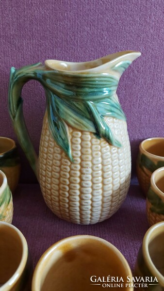 Retro corn ceramic pitcher pitcher plus 7 glasses flawless