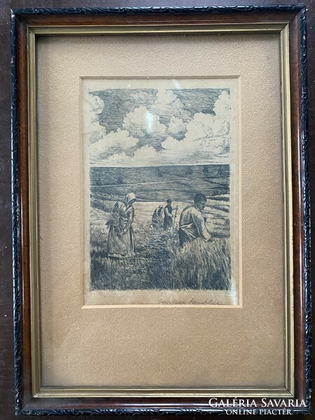 Rosal wolf: harvest in the field (etching)