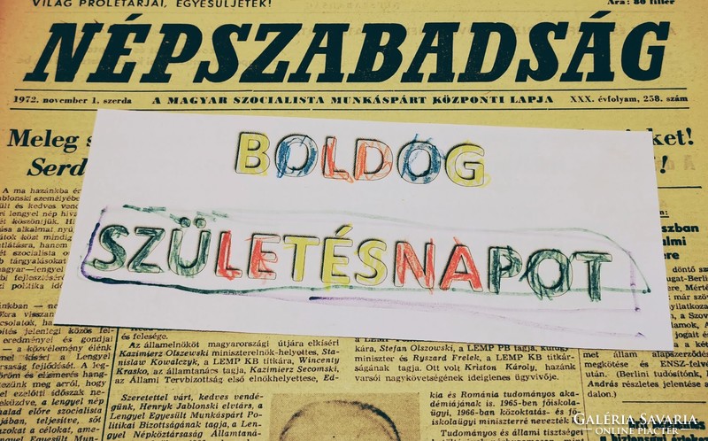 1966 április 24  /  NÉPSZABADSÁG  /  SZÜLETÉSNAPRA! RÉGI, EREDETI ÚJSÁG. Ssz.:  11850