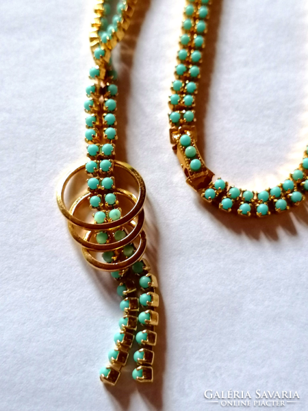 Retro turquoise stone necklace and bracelet 685.