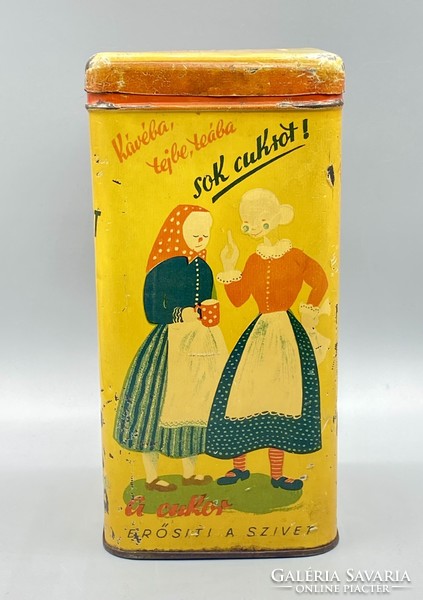 Régi SOK CUKROT cukorkás fémdoboz c.1948-50