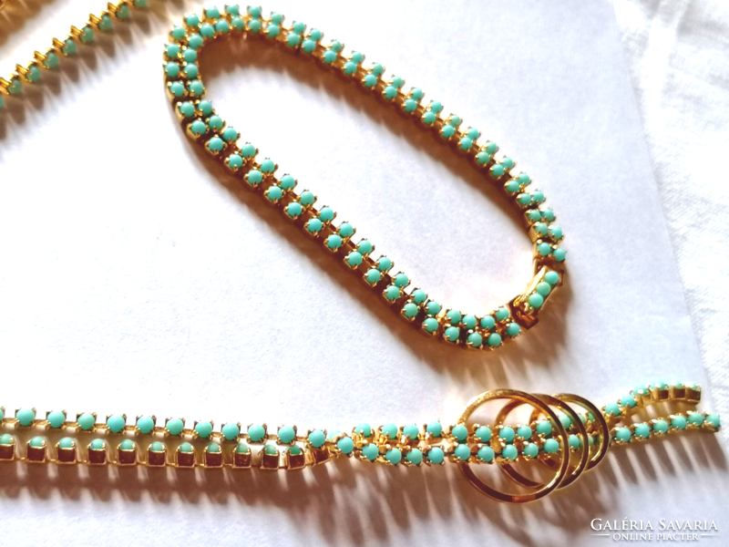 Retro turquoise stone necklace and bracelet 685.