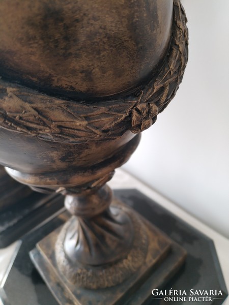 Urn candle holder - with ram symbol / bronze