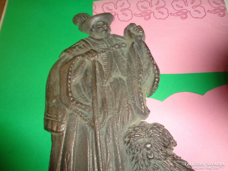 Shepherd with his puli, old bronze beater, approx. 15 cm