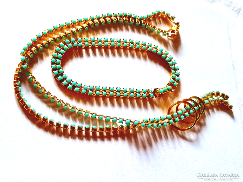 Retro turquoise stone necklace and bracelet 685.
