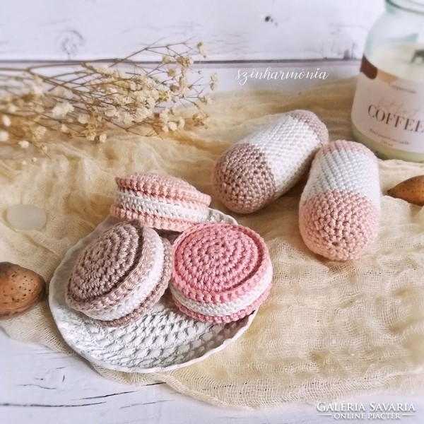 A selection of tea cakes for baby's kitchen - crocheted dessert