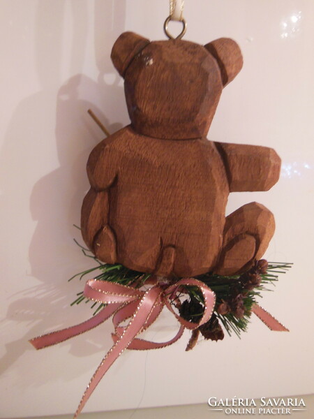 Christmas tree decoration - wooden teddy bear - 10 x 9 x 1 cm - German - perfect