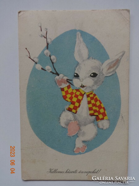 Old graphic Easter greeting card - Eva Horváth drawing