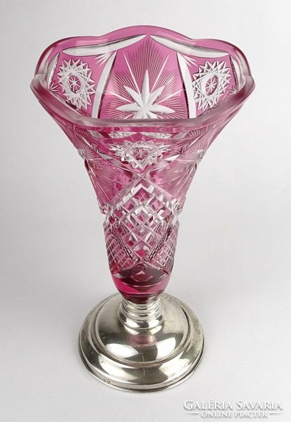 1P947 silver base polished pink crystal goblet 24.5 Cm