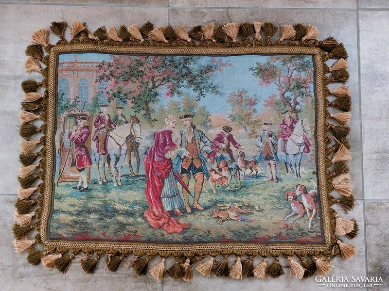 (K) antique tablecloth tapestry (?) 58X63 cm + fringes