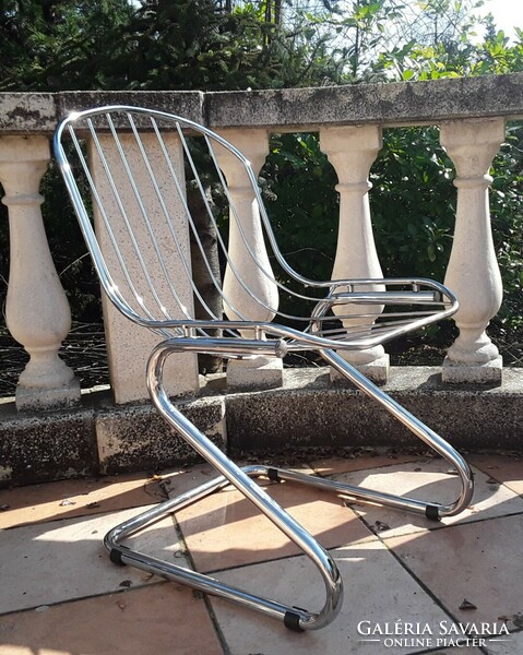 Pair of Gastone Rinaldi tubular frame chairs