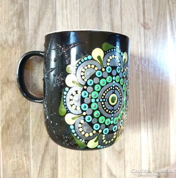 Black mug with mandala pattern