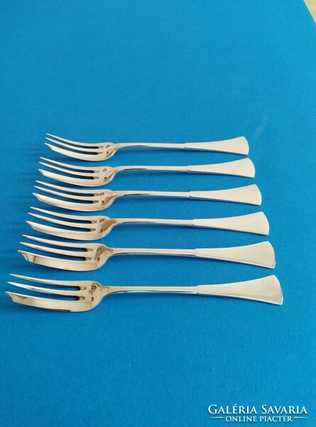 Silver 6-piece cake fork with cutting edge in English style