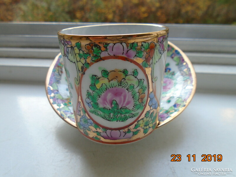 Jingdezhen famille rose gold enamel hand painted coffee cup with coaster