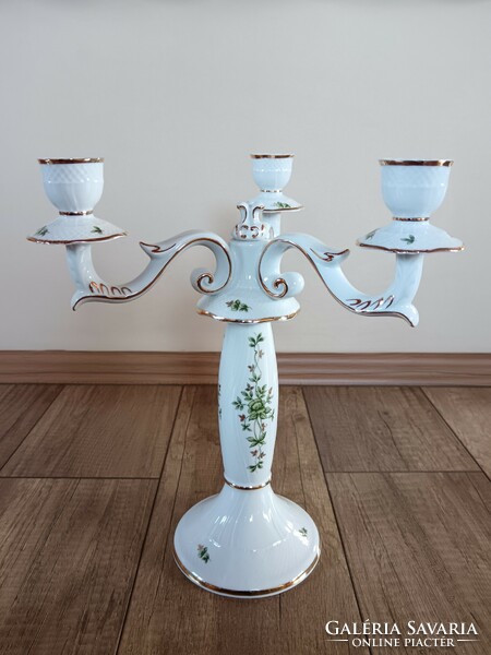 Porcelain candle holder with Erika pattern from Hollóháza