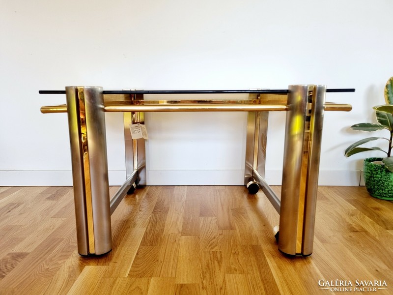 Vintage gilded glass table, coffee table
