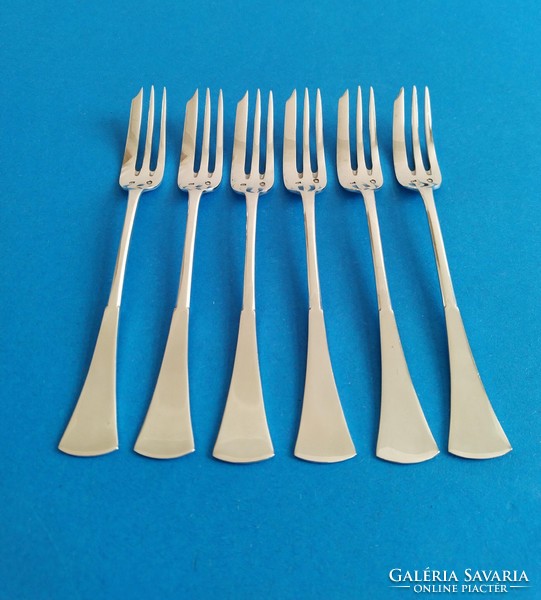 Silver 6-piece cake fork with cutting edge in English style