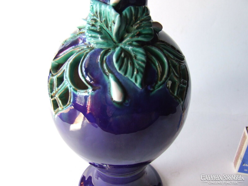 Morvay Zsuzsa turquoise and blue openwork patterned lacy vase