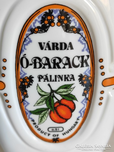 Várda Ó barack pálinkás kulacs. Hollóházi porcelán.