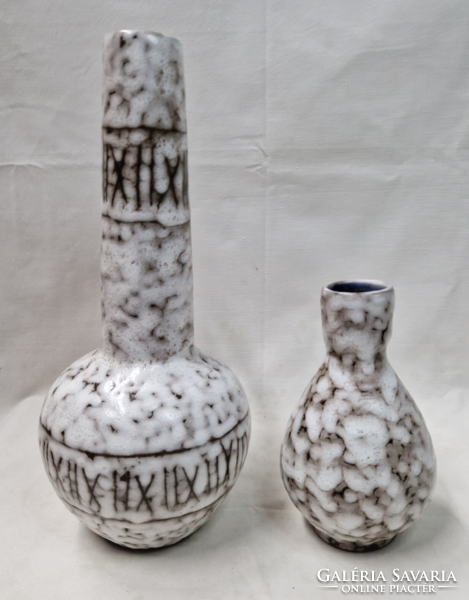 Retro applied art glazed ceramic vases in perfect condition sold together 30 and 16.5 cm