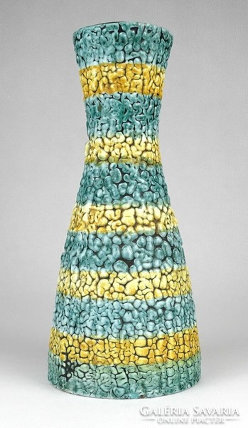 1N526 M. Kiss Katalin zöld sárga kerámia váza 22 cm