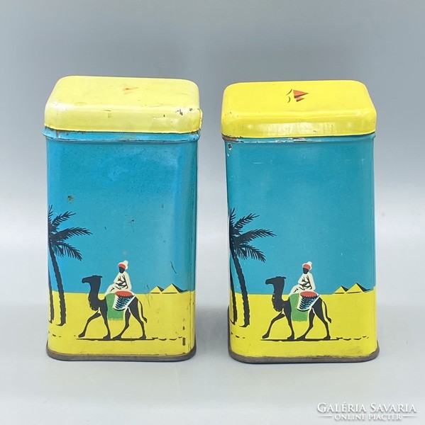 2 db Retro fémdoboz Kávé és Tea felirattal c.1960-70