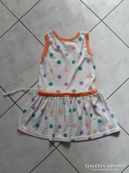 Dotted, sleeveless, cotton girl's dress - can be about 92