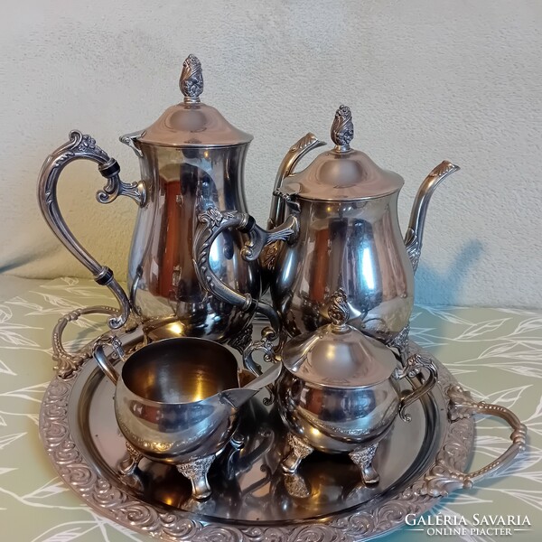 Silver-plated tea and coffee 5-piece set + 2 teaspoons as a gift