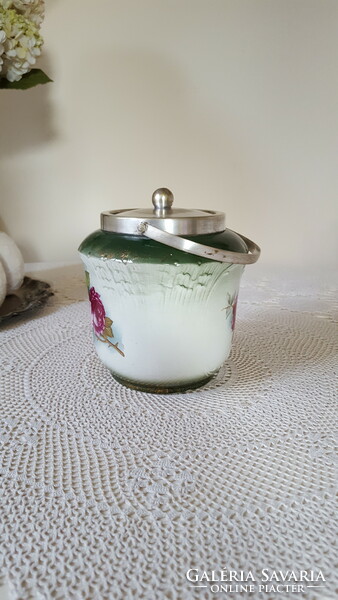 Beautiful, antique English porcelain biscuit jar