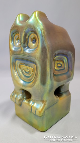 Zsolnay eosin glazed modern owl 