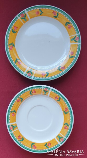 Wellco German porcelain saucer small plate package with tulip pattern Easter spring