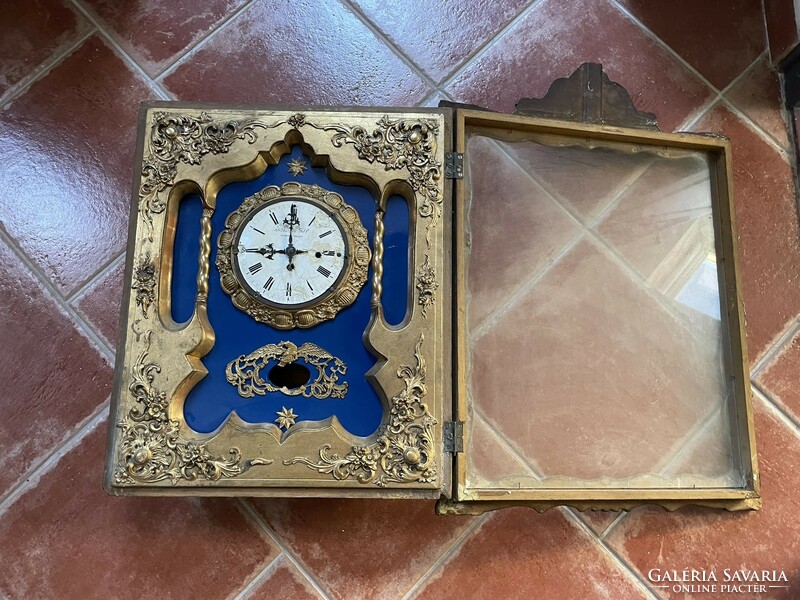 Biedermeier frame clock with quarter strike mechanism xix. Middle of Szdz.