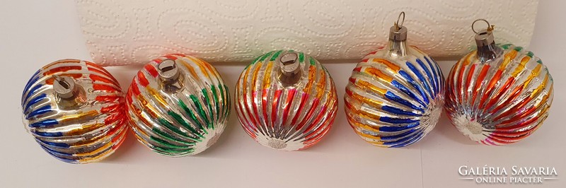 Csehszlovák gömbök üvegből , karácsonyfadísz 5 db együtt