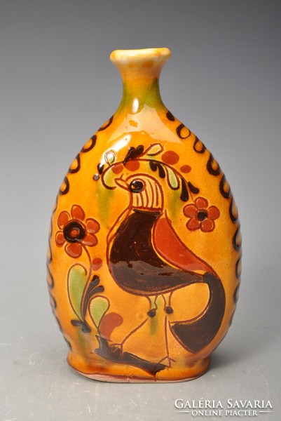 Bottle painted with bird field inscription. With a poem.