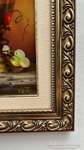 József Fürst signed, framed oil still life in an ornate frame