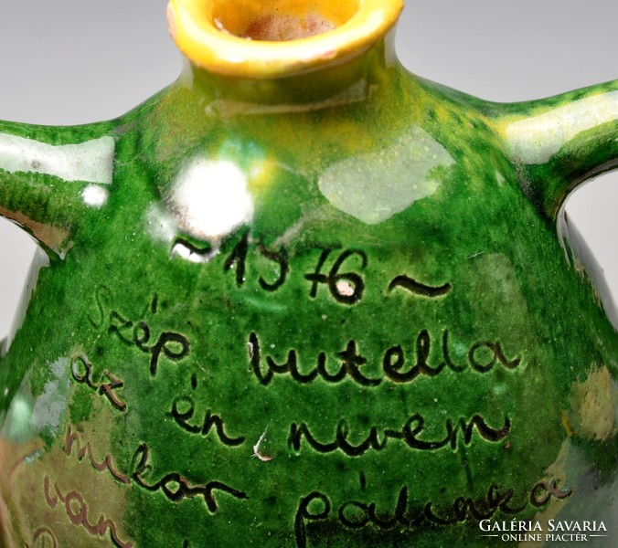 Csákvár two-eared bottle from 1976. With a poem. Indicated