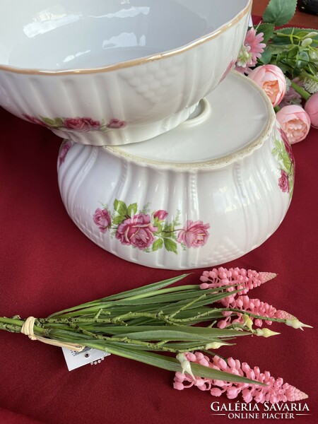 Zsolnay rózsás porcelán pogácsástál pogácsástálak tál pörköltes köretes hagyaték porcelán