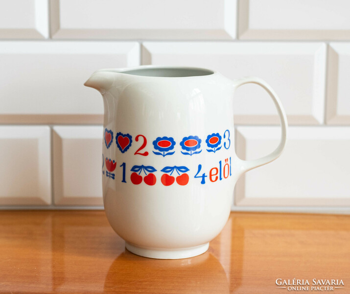 Alföldi retro porcelán kiöntő ABC mintával - kancsó teához, kakaóhoz gyerekeknek, menzaminta
