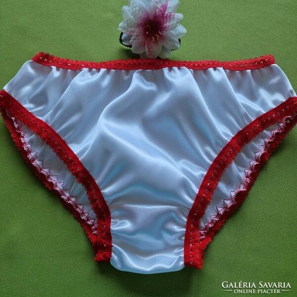 Fen009 - traditional style satin panties l/46 - white/red