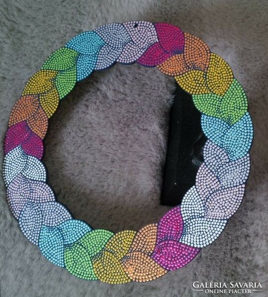 New! Chakra colors mandala braided wreath, hand painted, 19cm