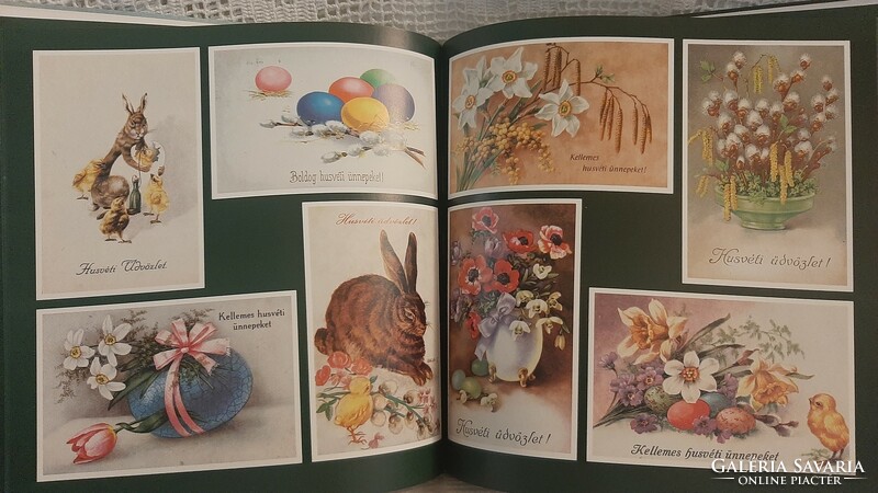 Easter on old postcards album, a collection of old Easter postcards in a picture album, book