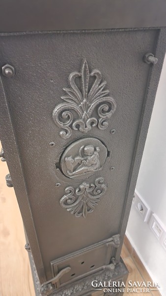 Cast iron stove with inscription 